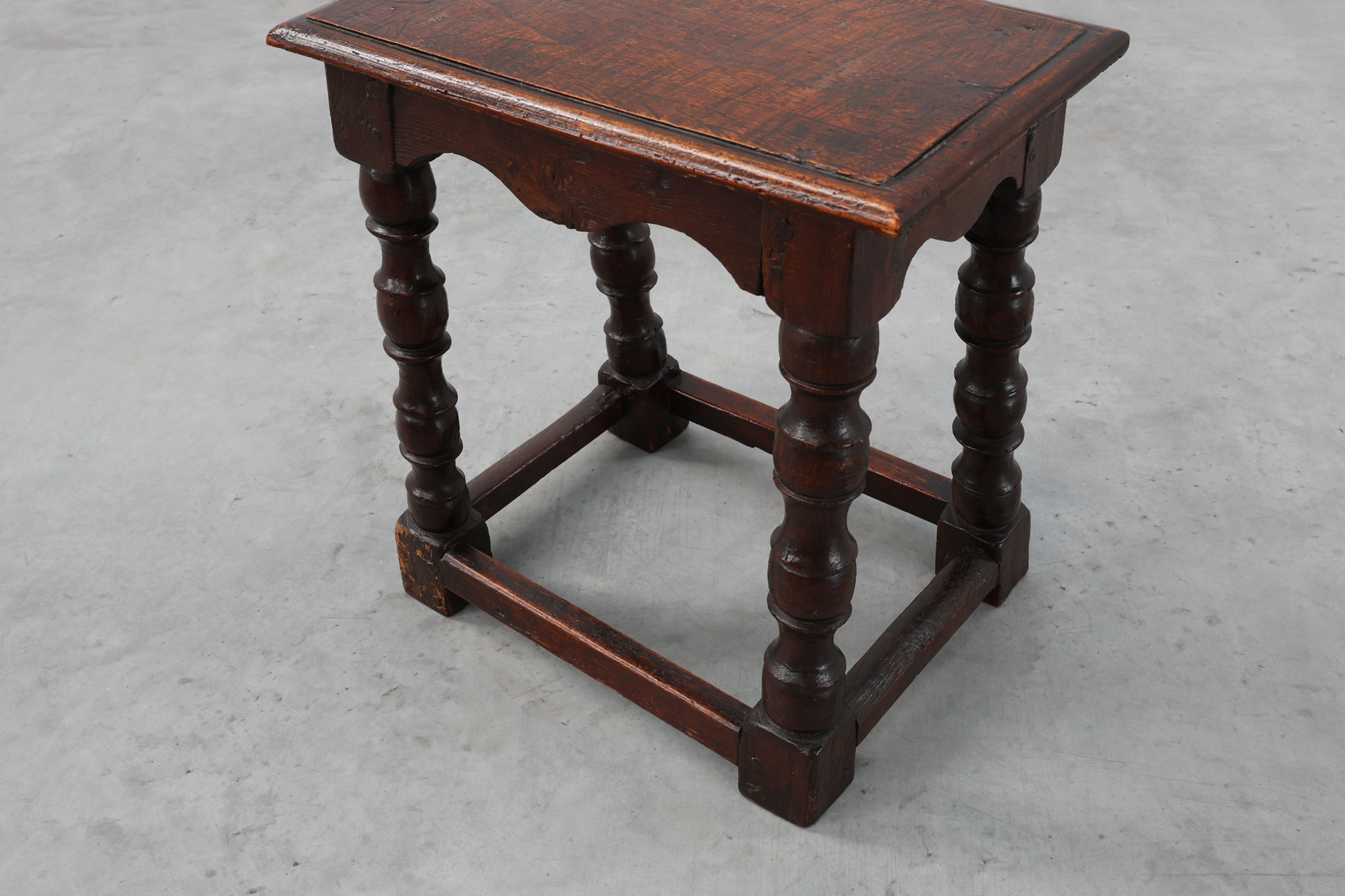 19th Century oak rectangular joint stool or table with turned legs, France ca. 1820thumbnail